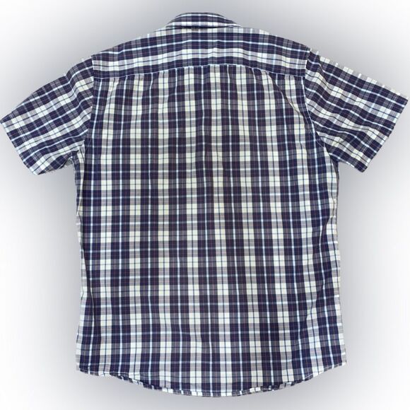 UNTUCKit Men’s Medium Slim Fit Short Sleeve Plaid Casual Button Down Shirt - Picture 2 of 3